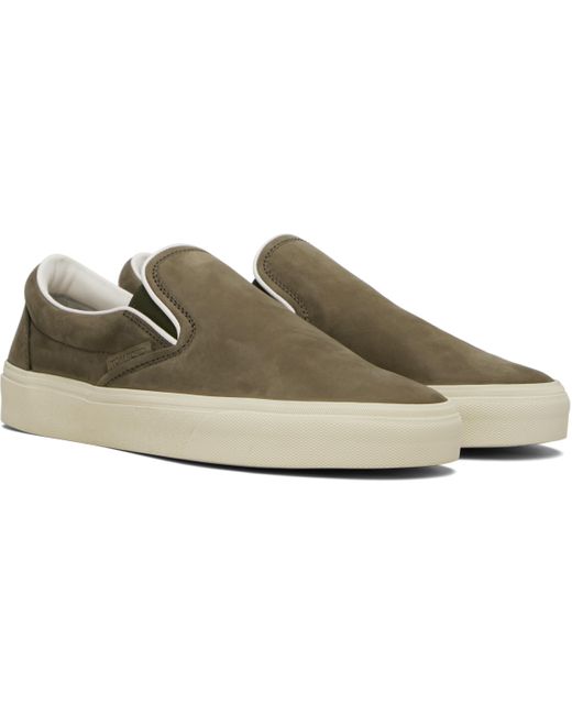 Tom Ford Black Khaki Nubuck Jude Slip On Sneakers for men