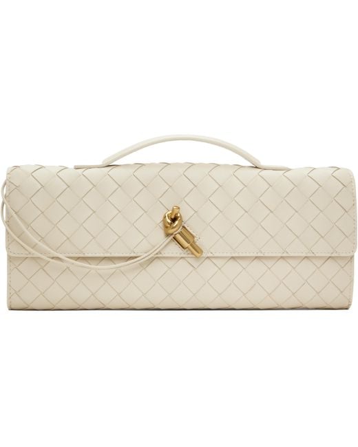 Bottega Veneta オフホワイト Andiamo クラッチバッグ Black