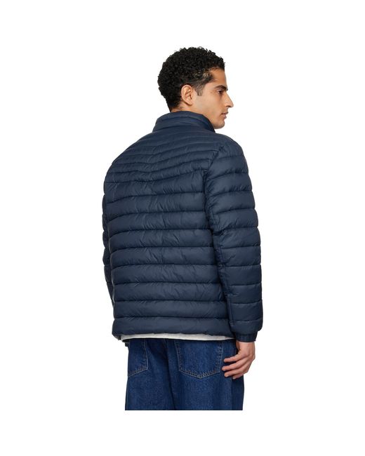 Boss Blue Water-Repellent Mixed Quilting Jacket for men