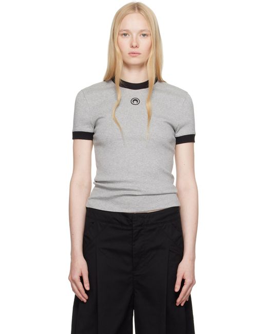 MARINE SERRE グレー Moon Logo ジャージ フィット Tシャツ Black