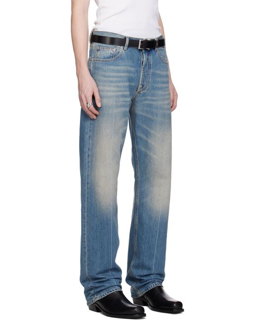 メンズ Alexander McQueen ブルー ストレートレッグ ウォッシュドジーンズ Blue