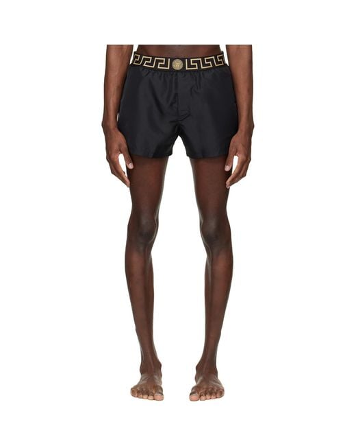 Versace Blue Greca Swim Shorts for men