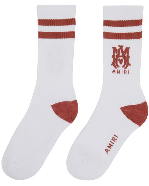 Amiri White Ma Stripe Socks for men