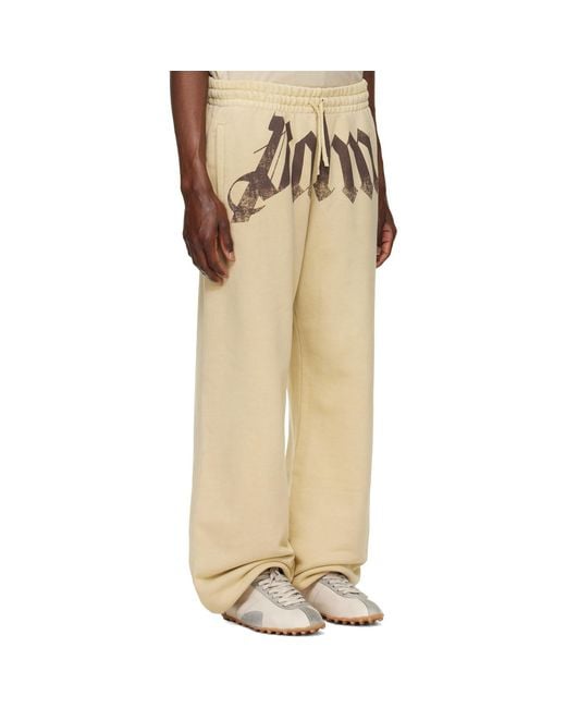 Palm Angels Natural Big Waist Logo Sweatpants for men