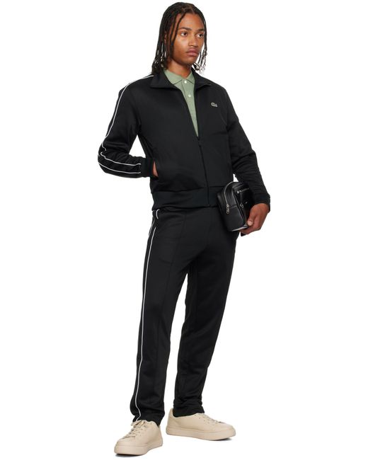 メンズ Lacoste ブラック Ossian レザー トラベルポーチ Black