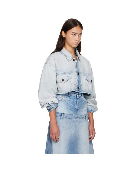 DIESEL Blue Oversized Cropped Trucker Denim Jacket