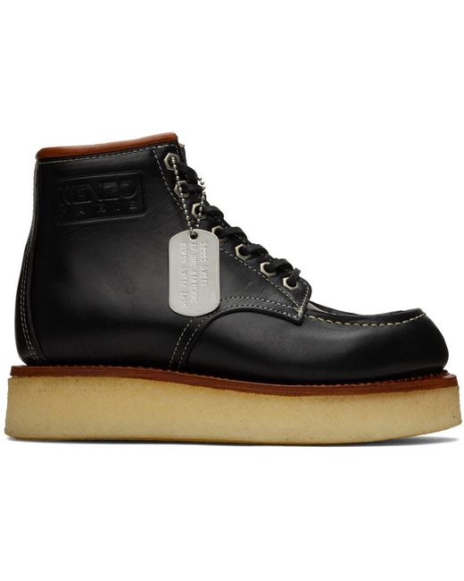 KENZO Black Yama Lace-up Boots for men