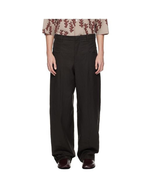 Zegna Black Linen Trousers for men