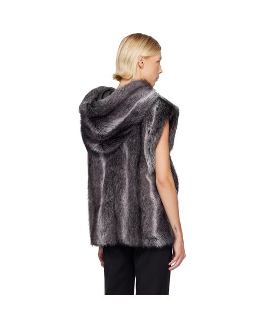 Anna Sui Black Ssense Exclusive Sleeveless Faux-Mink Hoodie