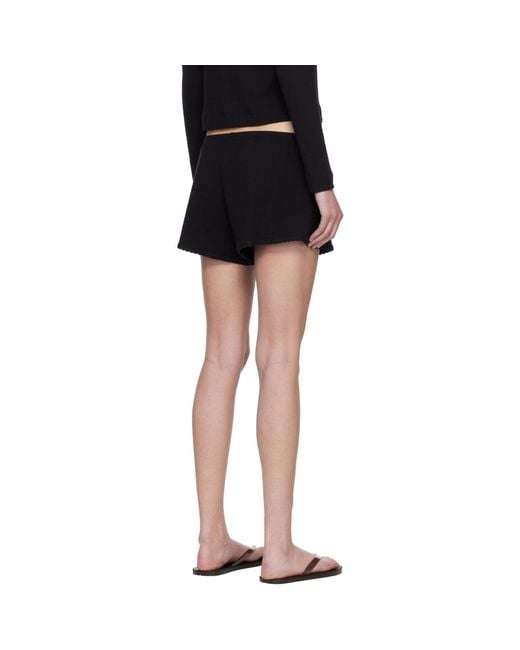 Leset Black Pointelle Mini Shorts