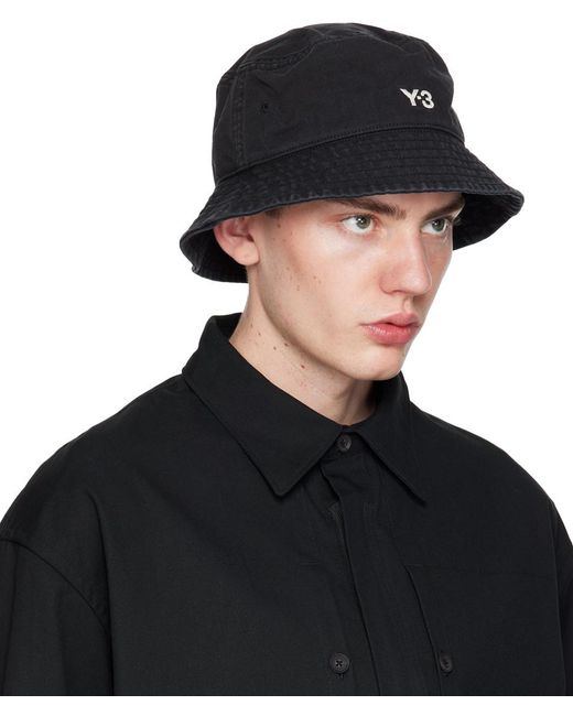 Y-3 Black Denim Bucket Hat for men
