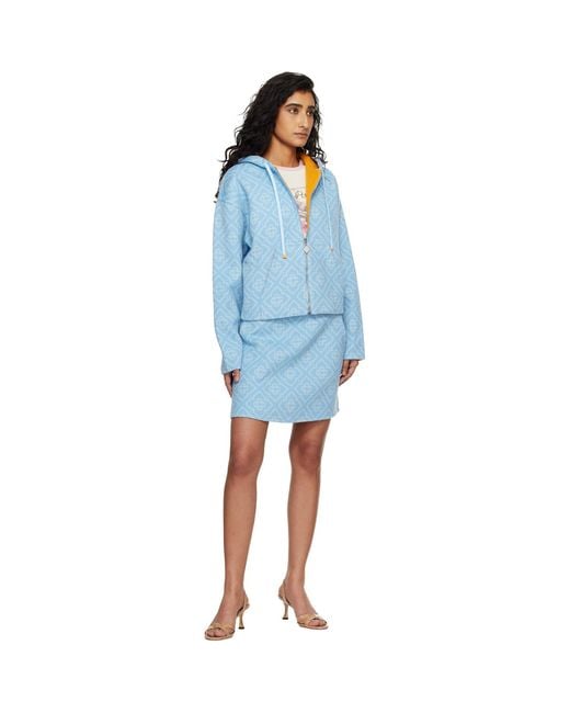 Casablanca Blue Double Faced Wool Hoodie