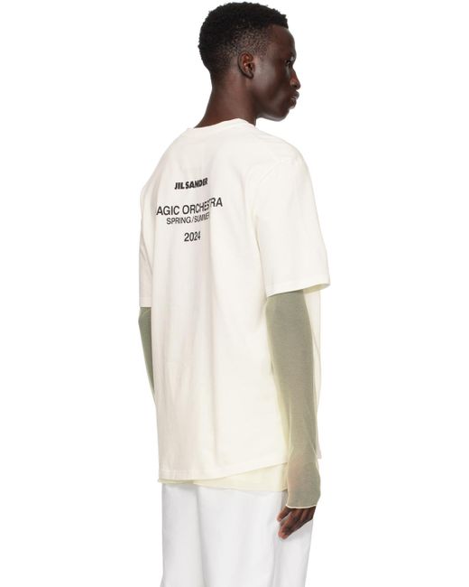 T-shirt à manches longues étagé blanc cassé Jil Sander pour homme en coloris Black