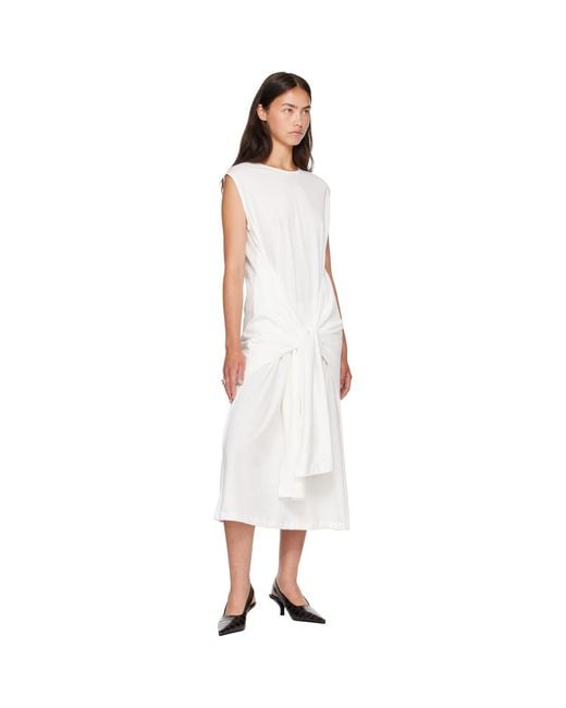 Totême White Tie-Waist Jersey Midi Dress