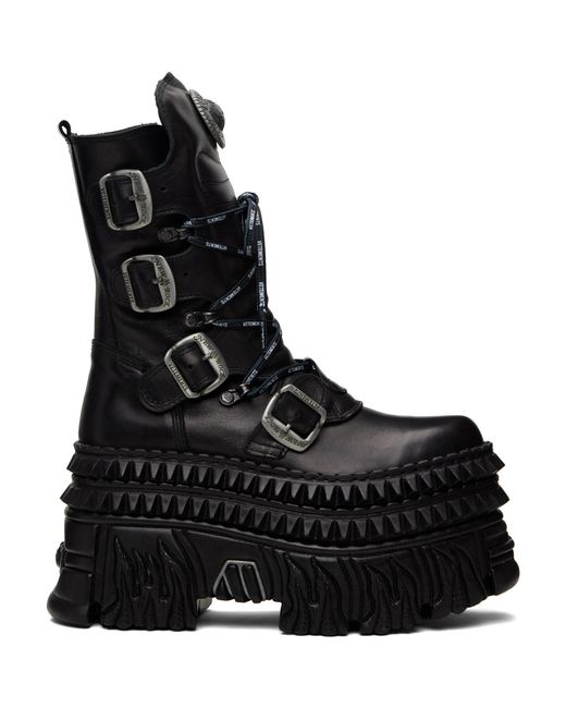 Vetements Black New Rock Edition Lace Up Boots