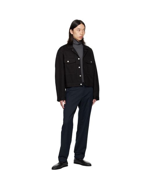 Dries Van Noten Blue Button Tab Trousers for men