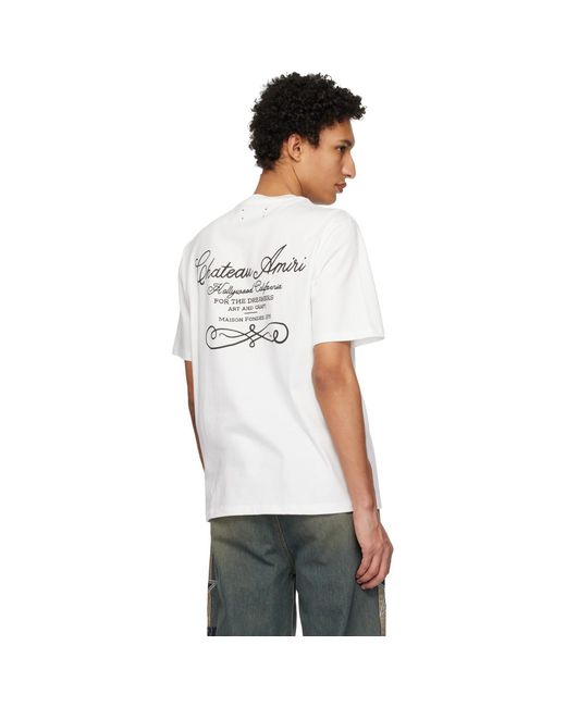 Amiri White 'Chateau' Script T-Shirt for men