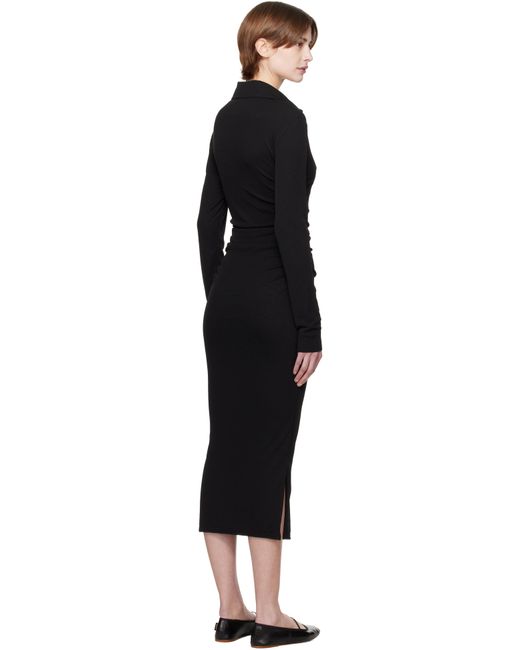 Nanushka Black Verity Mesh Jersey Shirt Midi Dress