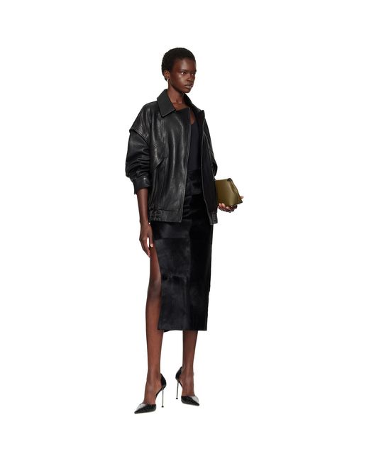 Nour Hammour Black Micah Leather Bomber Jacket