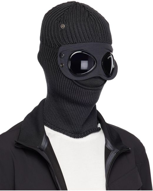 C P Company Black goggle Balaclava for men