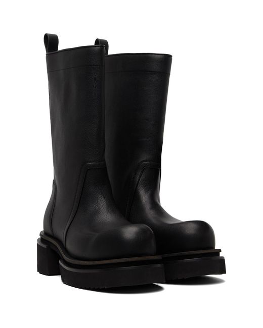Rick Owens Black Temple Calf Pull On Bogun Boots for men