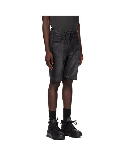 Wooyoungmi Black Faded Denim Shorts for men