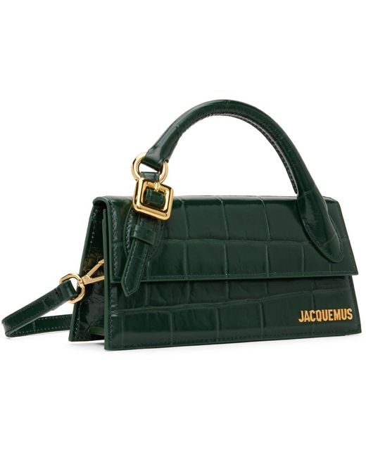 Jacquemus Green Le Chiquito Long Croc-effect Leather Top-handle Bag
