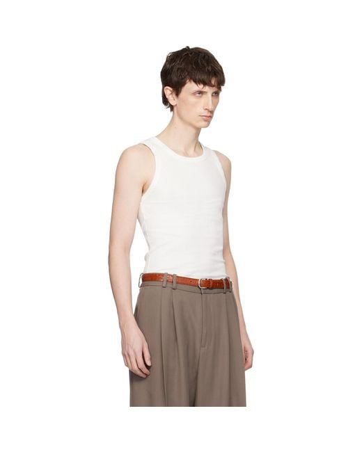 Seventh White Base Rib Tank Top for men