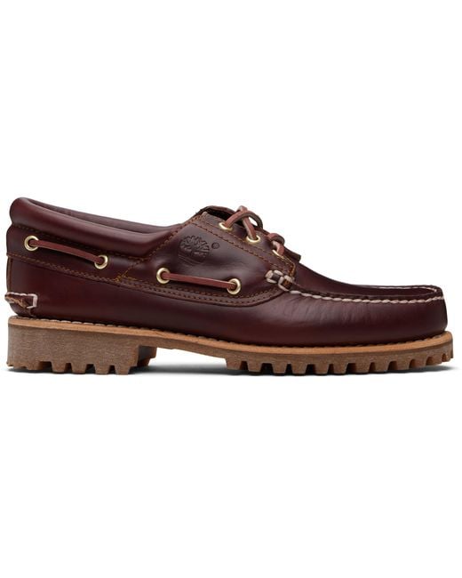 Timberland Black Burgundy Authentic' 3-Eye Boat Shoes for men