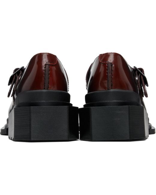 Dr. Martens Black Burgundy Maybole Square Toe Mary Jane Heels