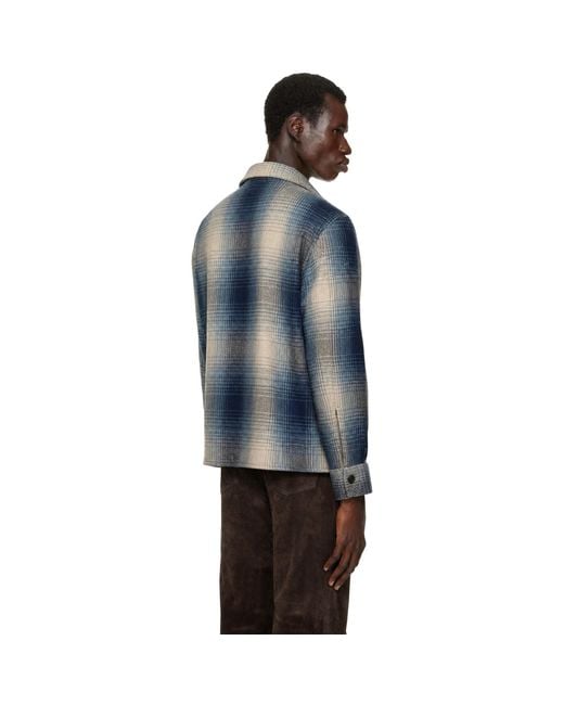 RRL Blue Check Wool Jacket for men