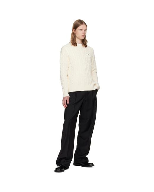 Polo Ralph Lauren White Off- Cable-Knit Cotton Sweater for men