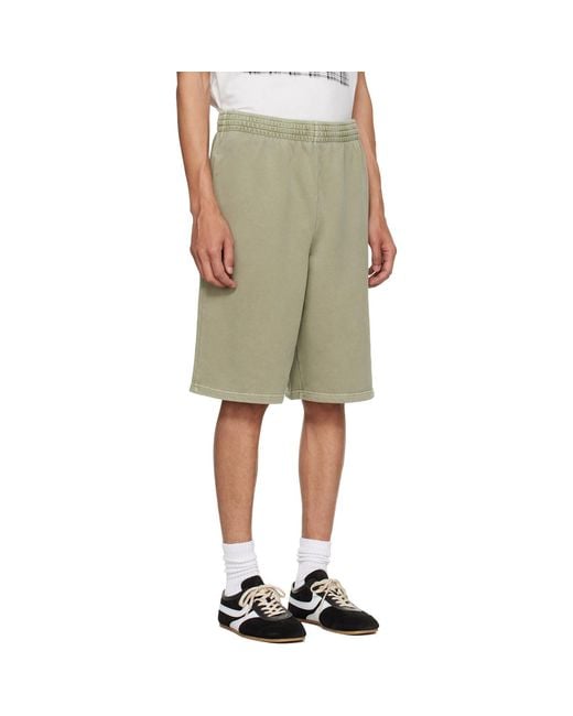 Martine Rose Green Khaki Sweat Shorts for men