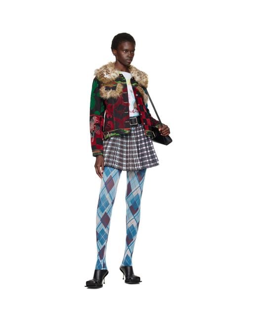Chopova Lowena Red Patchwork Denim Jacket