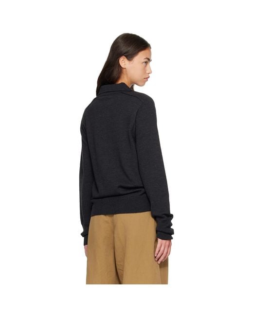 Studio Nicholson Black Sark Knit Polo