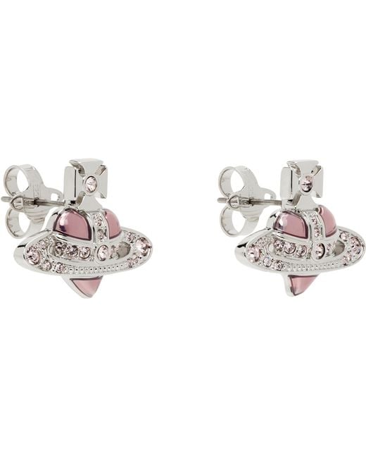 Vivienne Westwood Black New Diamante Heart Earrings