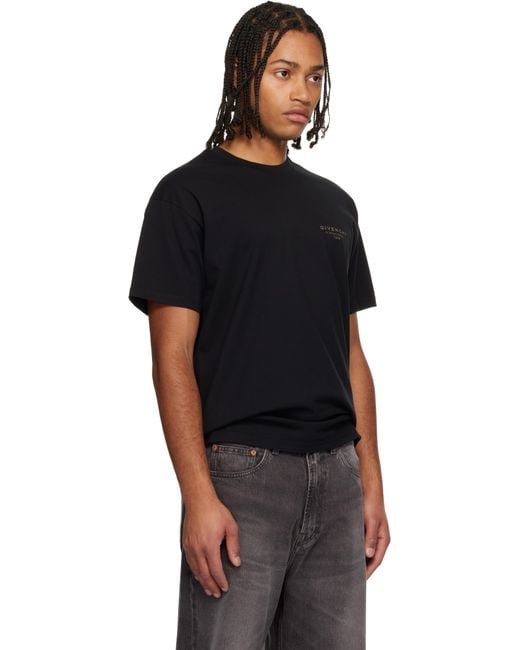 Givenchy Black Cotton Stamp Print T-Shirt for men