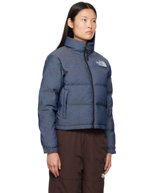 The North Face Navy '92 Nuptse Reversible Denim Down Jacket in Blue | Lyst
