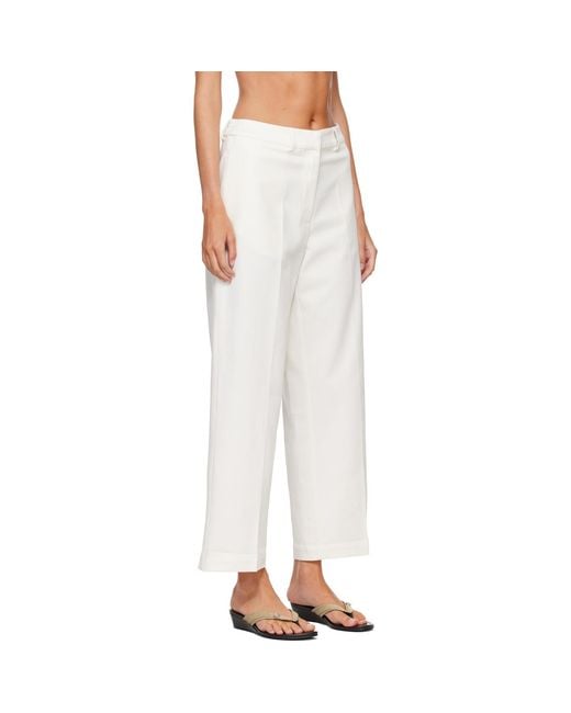Cordera White Soft Cotton Straight Trousers
