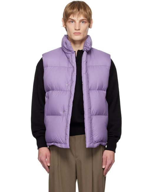 AURALEE Super Light Nylon Ripstop Down Vest in Purple for AURALEE Super Light Nylon Ripstop Down Vest in Purple for