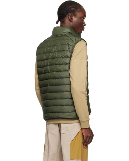 メンズ Stone Island グリーン キルティング ダウンベスト Green