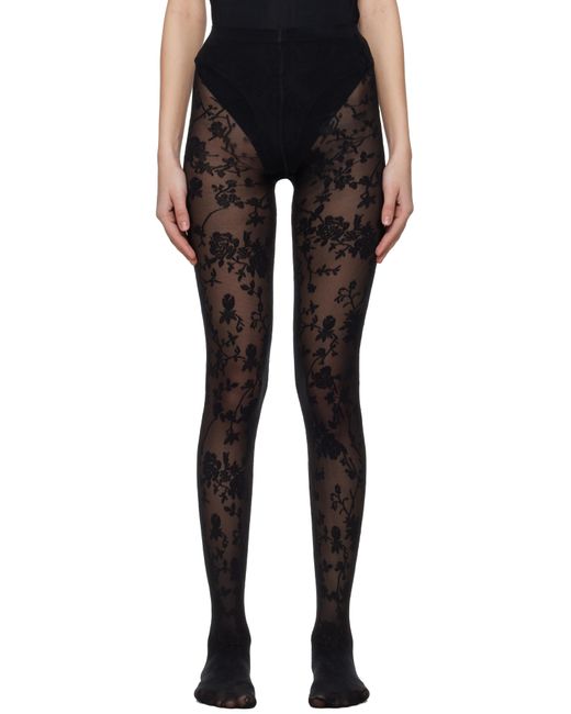 Wolford ブラック Flower タイツ Black