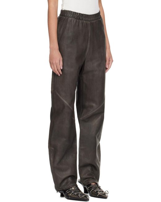 Acne Black Brown Casual Leather Trousers