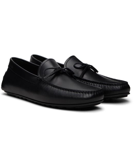 Boss Black Bow-Trim Driver Loafers for men