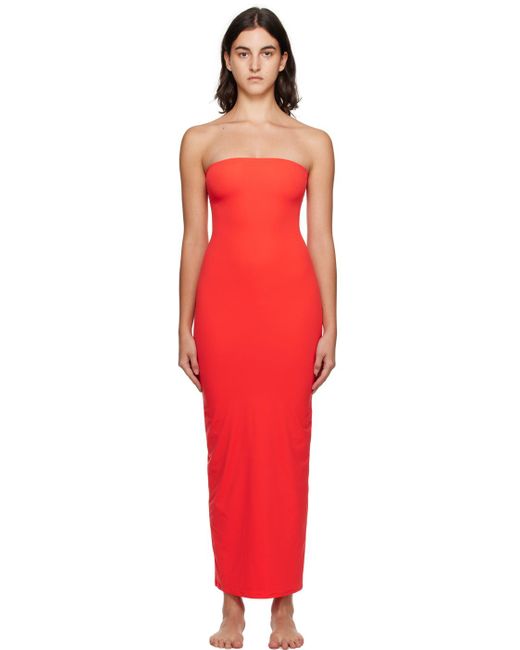 Skims Fits Everybody Tube Maxi Dress in Red