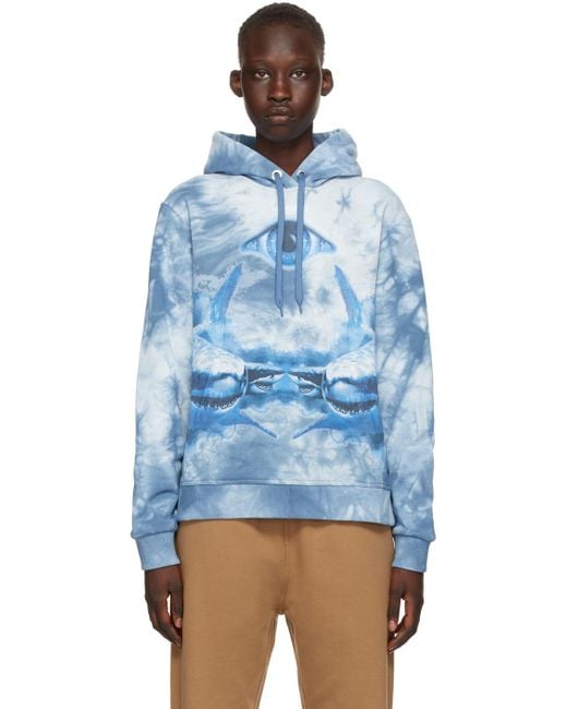 Burberry Cotton Oversized Shark Print Hoodie in Blue - Lyst