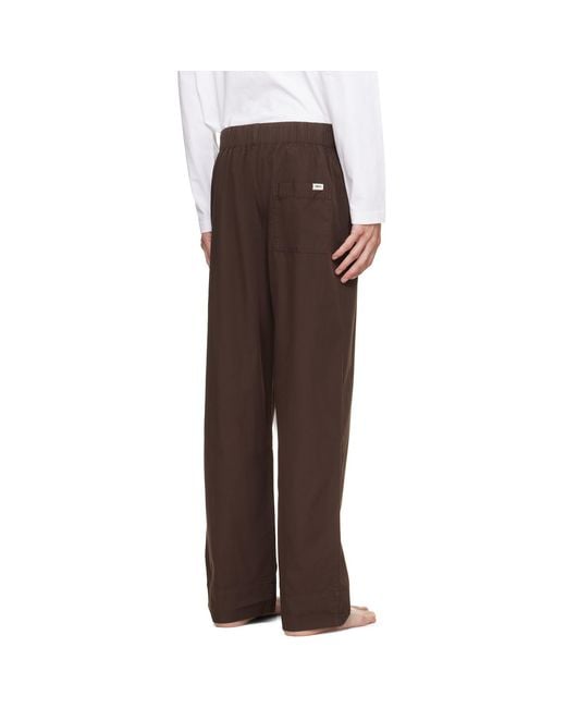 Tekla Brown Poplin Pyjama Pants for men