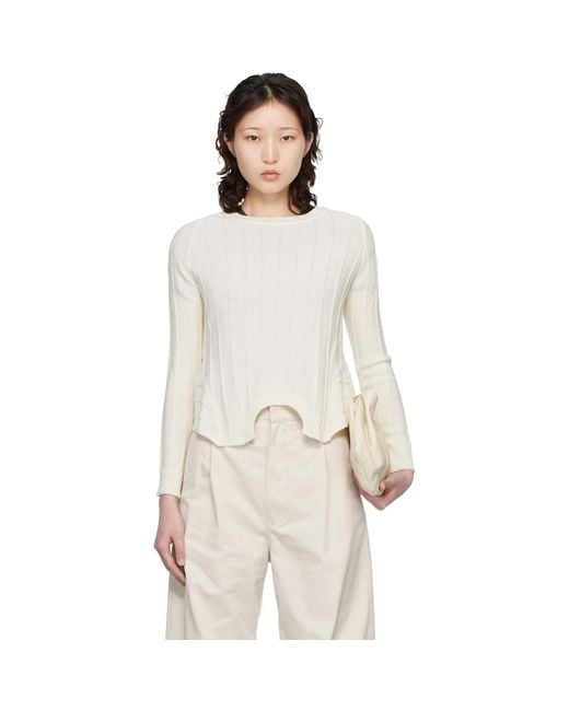 MM6 by Maison Margiela Natural Off- Upside Down Sweater