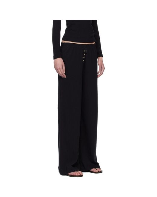 Leset Black Pointelle Boxer Lounge Pants