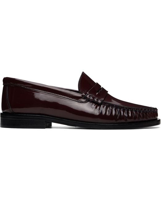 Aeyde Brown Burgundy Terry Polido Loafers